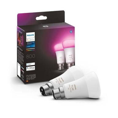 PHILIPS Hue White & Color Ambiance - Lampadina LED connessa 10W - B22 - Compatibile con Bluetooth - Confezione da 2