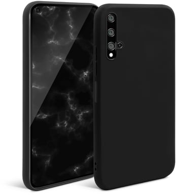 Moozy Minimalist Series Coque en silicone pour Huawei Nova 5T et Honor 20, noir - Finition mate fine et souple en TPU