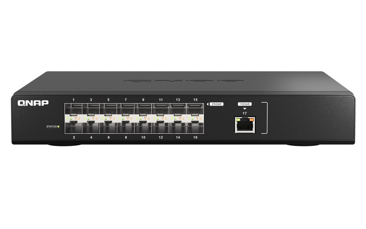QNAP QSW M5216 1T Commutateur Géré 16 x 25 Gigabit SFP28 + 1 x 10 Gigabit Ethernet Montable sur rack - vue 2