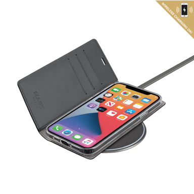 Diarycase 2.0 Custodia a conchiglia in vera pelle con supporto magnetico per Apple iPhone 12/12 Pro, nero notte