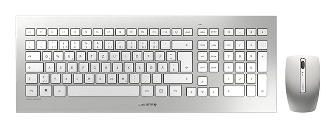 CHERRY DW 8000 clavier Souris incluse Bureau RF sans fil QWERTZ Allemand Argent, Blanc