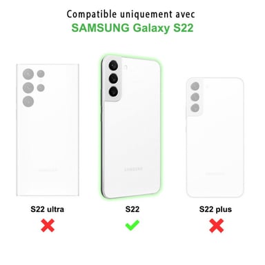 EVETANE Coque Samsung Galaxy S22 Noire Silicone liquide + 2 Vitres en Verre trempé Protection écran Antichocs
