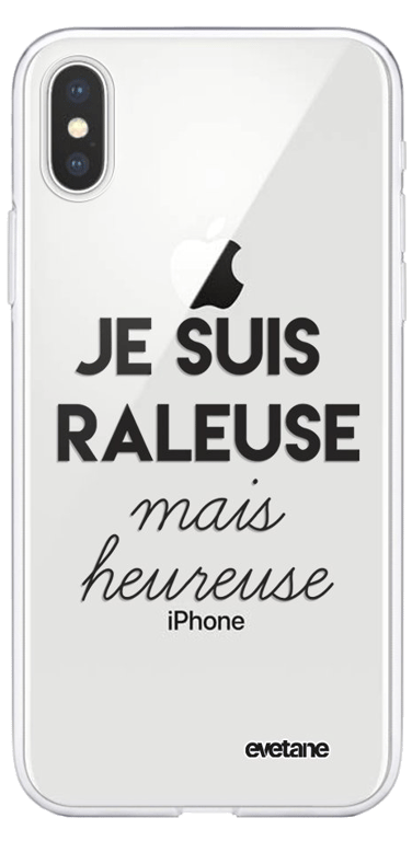 Evetane Coque Apple iPhone Xs Max silicone transparente Motif Raleuse Mais Heureuse ultra resistant