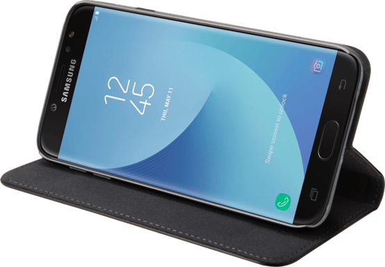 Coque clapet folio avec fente pour cartes & support pour Samsung Galaxy J7 (2017), Noir (UE / Asie ver - J730F / DS et J730FM / DS)
