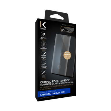 Protezione dello schermo in vetro temperato da bordo a bordo per Samsung Galaxy S10+, nero