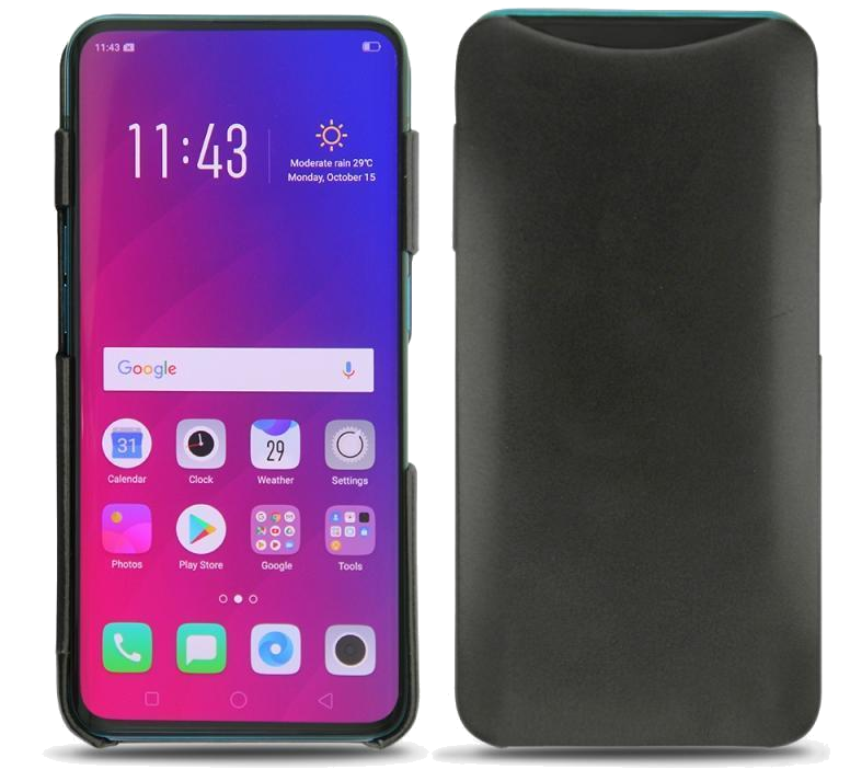 Coque cuir Oppo Find X - Coque arrièreNoir