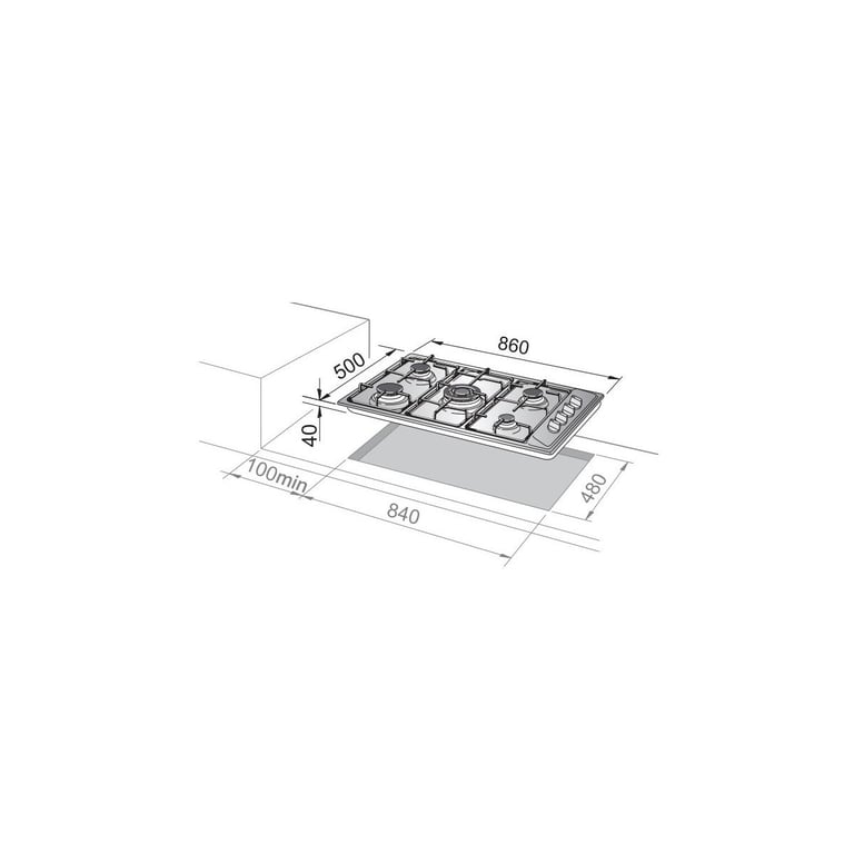 DeLonghi FLN59DD Plan de cuisson à gaz 90 cm 5 feux 1 double couronne - vue 2