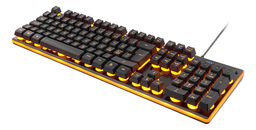 DELTACO GAMING - DK210 - Tastiera a membrana in alluminio a 105 tasti, LED arancione, QWERTY