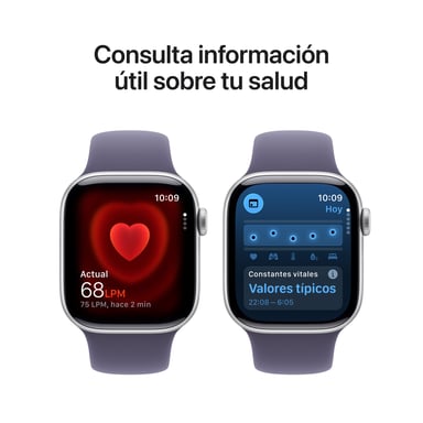 Apple Watch Series 11 GPS 42mm Boitier en Aluminium Argent avec Bracelet Sport Brume Violette - S/M
