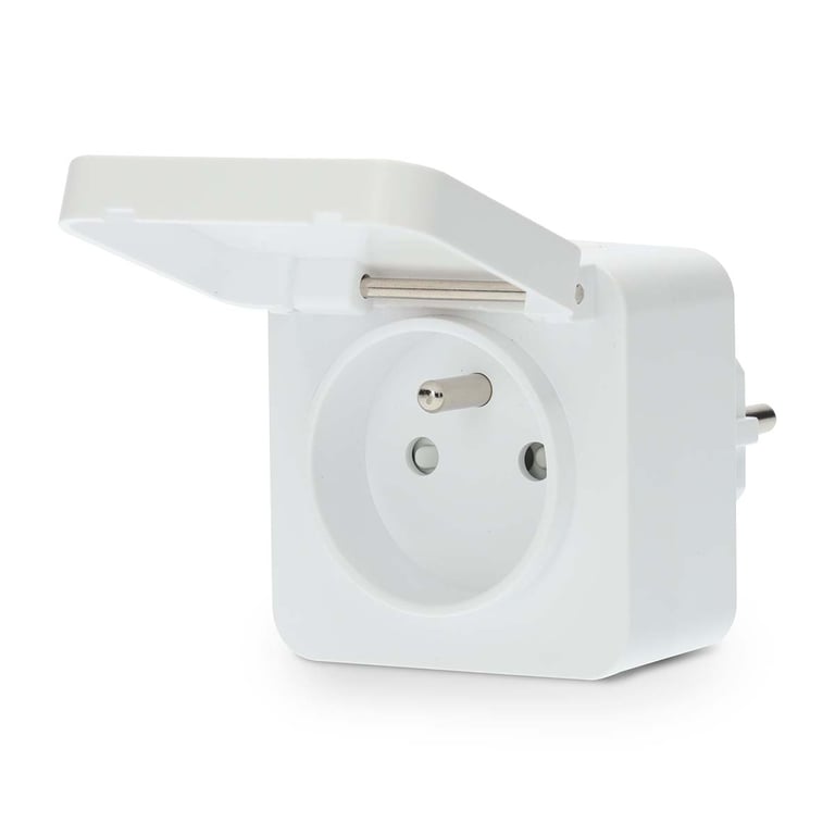 Prise Connectée Wi Fi IP44 Wattmètre Type E avec Clapet Neuf