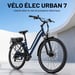 VéLo Électrique Urban 7 | Moteur 250W | Batterie 36V 12.8Ah | Pneus 700C*50C Pouces | Vitesse Max 25 km/h | Autonomie 70 km | Bleu