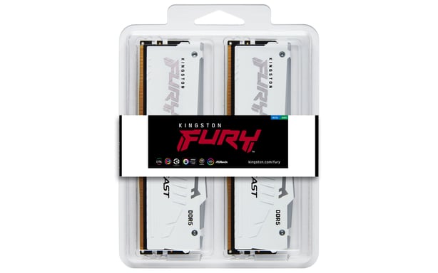Kingston Technology FURY Beast 32 GB 5600 MT/s DDR5 CL40 DIMM (Kit de 2) White RGB XMP