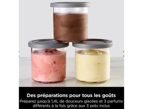 Machine a glaçes NINJA Creami NC300EU - 6 programmes - Capacité 473ml - Jusqu'a 1,4L de glace - 3 bols inclus
