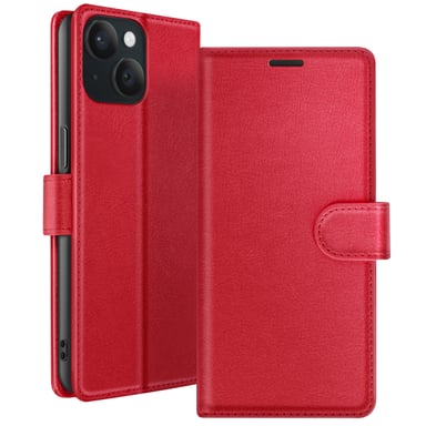 Zanaé Funda tipo cartera para iPhone 15 con soporte y lengüeta magnética Rojo