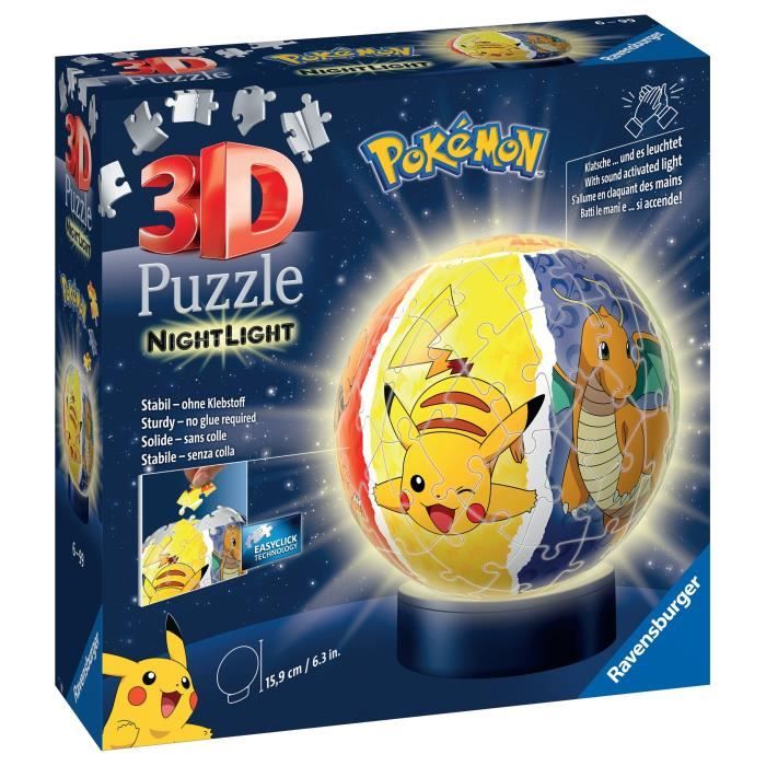 Puzzle 3D Ball 72 pièces lumineux : Pokémon Ravensburger France - vue 6