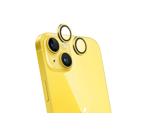 Protège lentilles iPhone 15 / 15 Plus / 14 / 14 Plus x2 Verre trempé Or + Garantie à vie - Certifié GRS Force Glass