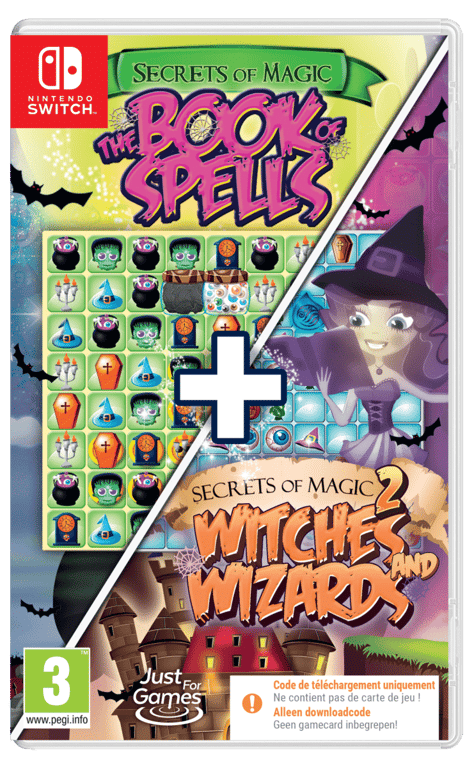 Secrets Of Magic 1+2 The Book of Spells + Witches and Wizards SWITCH Code de téléchargement Neuf