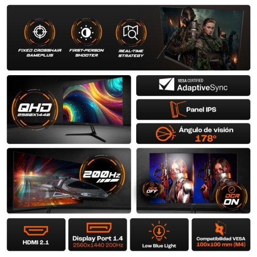 Écran PcCom Elysium Pro 27 QHD 2560x1440 200Hz 1ms IPS AdaptiveSync HDR Gaming Neuf - vue 4