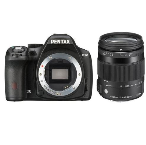Pentax K50 + Sigma 18-200 + Bag + 4Gb Kit D'Appareil-Photo Slr 16,28 Mp Cmos 4928 X 3264 Pixels Noir - Très Bon État