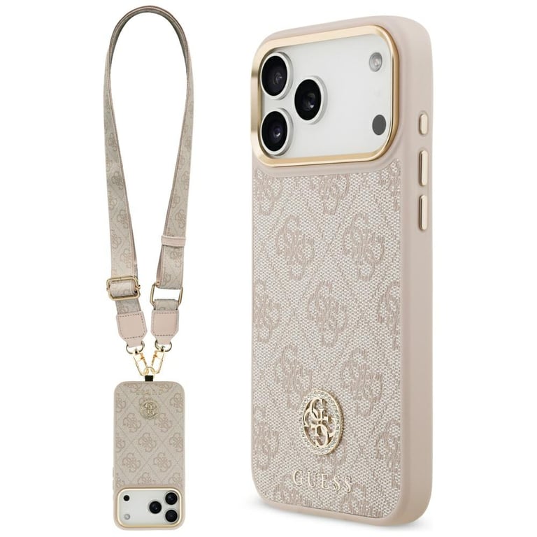 Étui Guess 4G Strass Logo & Big Strap Metal Buttons MagSafe pour iPhone 17 Pro Max Neuf