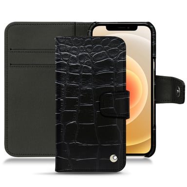 Housse cuir Apple iPhone 12 - Rabat portefeuille - Noir - Cuirs spéciaux