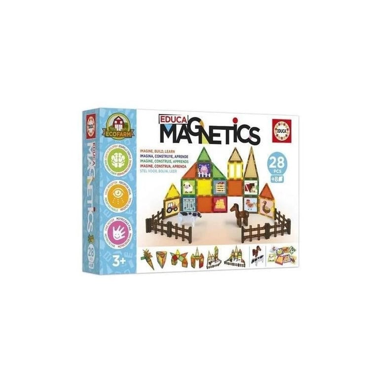 Magnetics Ecoferme Jeu de construction EDUCA 28 pièces magnétiques 2 animaux 8 cartes Dès - vue 5
