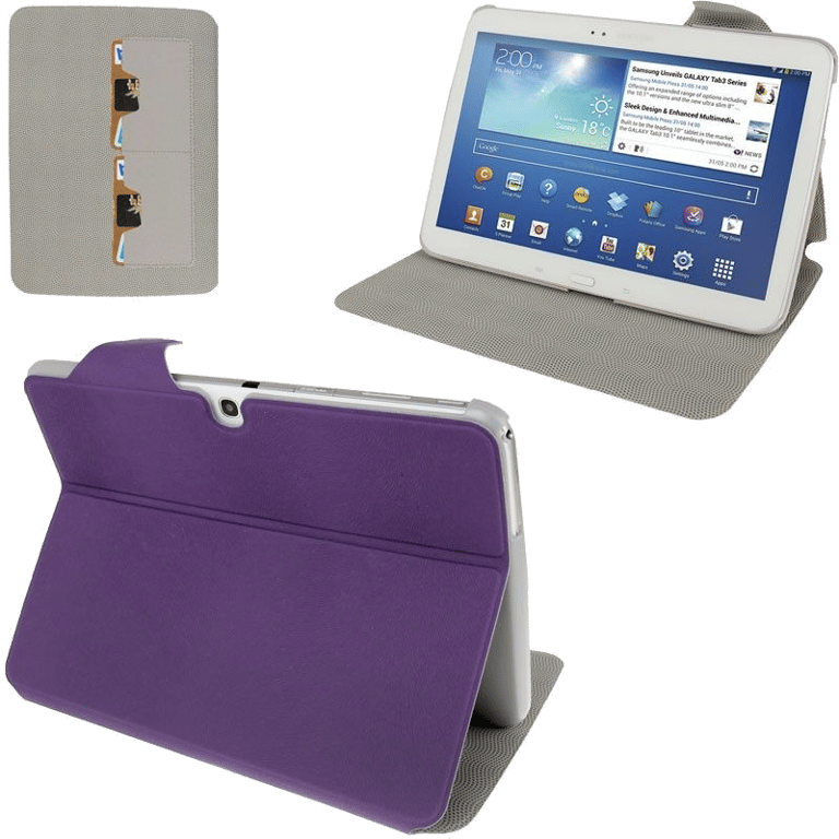 Housse de Protection Cuir Violet Samsung Galaxy Tab 3 10 P5200 Support Integral Faux cuir YONIS