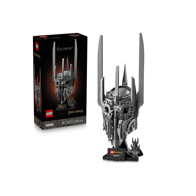 Modèle d'exposition Casque de Sauron LEGO Icons 11373 réplique détaillée 538 pièces socle noir gris foncé - Neuf