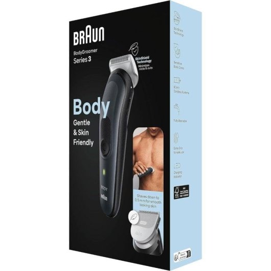 Braun BG3350 Recortadora Corporal 3 Cabezales Inalámbrica Resistente al Agua en Negro - Neuf