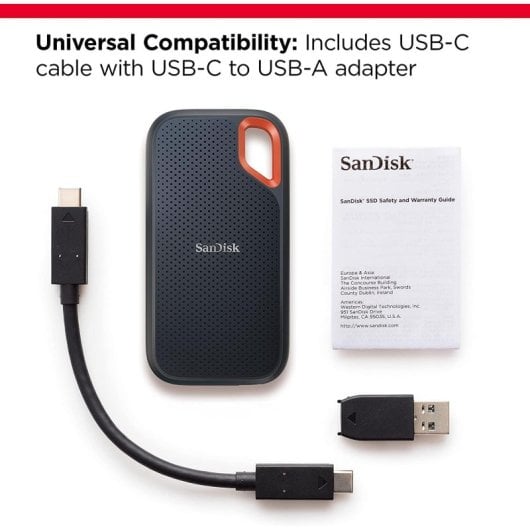 SanDisk Extreme SSD 8 To externe portable USB 3.2 Gen 2 USB C connecteur AES 256 bits - vue 3