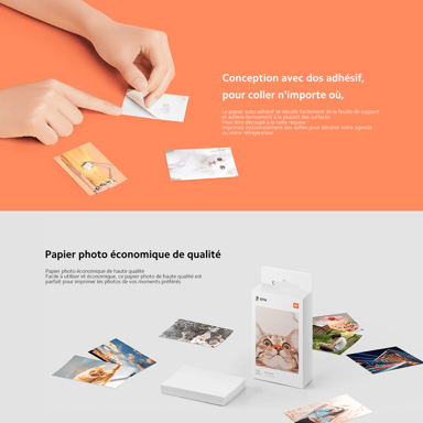 Pack 4 - Papier photographique Xiaomi pour imprimante Imprimante photo portable Xiaomi Mi 20 unités