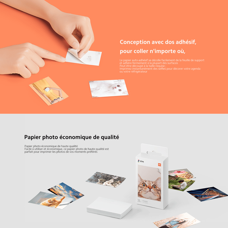 Pack 4 Papier photographique Xiaomi pour imprimante Imprimante photo portable Xiaomi Mi 20 unités Neuf - vue 2