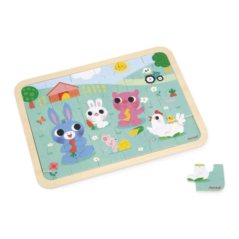 Puzzle 24 pièces en bois : A la ferme Juratoys Janod - vue 3