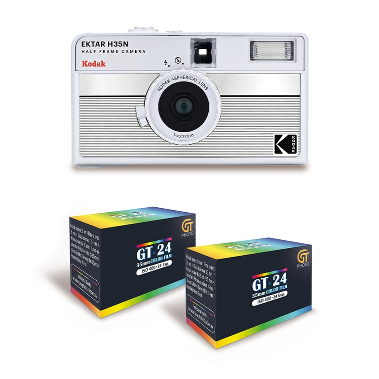 KODAK EKTAR H35N Caméra Film Demi Format 35mm Réutilisable Sans Mise au Point Légère Facile à Utiliser Rayé + 2 Pellicules 35mm Couleur 24 Expositions Neuf - vue 2