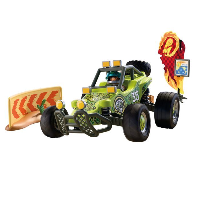 Playset véhicule tout-terrain PLAYMOBIL 72063 Buggy off-road 50 pièces avec figurine et accessoires Vert - Neuf