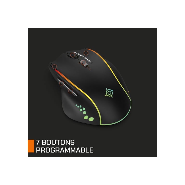 Souris Gaming Nova Gaming PERSEE GM405 – 10000 DPI, 7 Boutons Programmables, RGB - vue 4