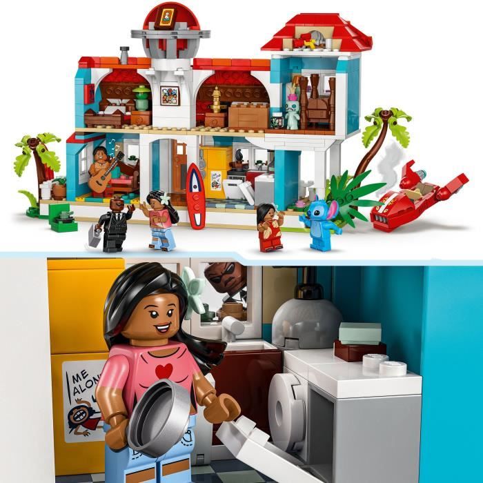 LEGO Disney 43268 Maison sur la Plage Lilo & Stitch avec 5 Minifigurines et Accessoires - Neuf