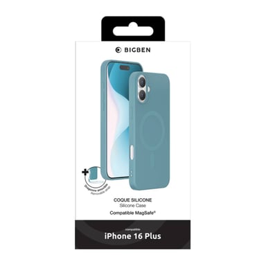 Coque MagSafe pour iPhone 16 Plus Silicone Sarcelle Bigben