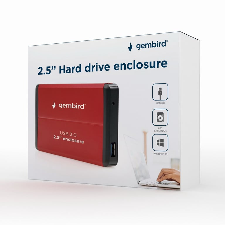 Gembird EE2 U3S 2 R Boîtier de disques de stockage Boîtier HDD 2.5 Neuf - vue 2