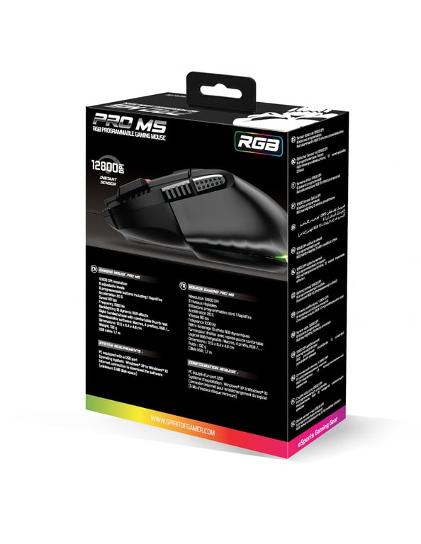 Spirit of Gamer PRO-M5 souris Jouer Droitier USB Type-A Optique 12800 DPI - Neuf