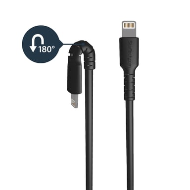 StarTech.com Cable Resistente USB-A a Lightning de 2 m Negro - Cable de Alimentación y Sincronización USB Tipo A a Lightning con Fibra de Aramida Robu