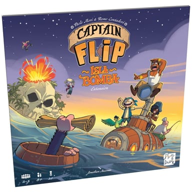 Extensión de juego Captain Flip Isla Bomba ASMODEE PUNK - 4 tableros de Aventura y 5 cartas Tesoro Multicolor
