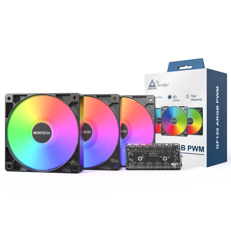 Montech GF120 PWM ARGB Ventilateur 3 Pack Neuf