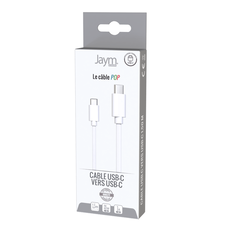Câble iPhone / Galaxy / Google USB C vers USB C PD 1 5 mètres Jaym Neuf - vue 2