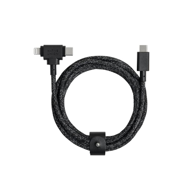 Native Union Câble Eco Belt Usb-c Vers Usb-c/lightning - 1.8m Cosmo Noir