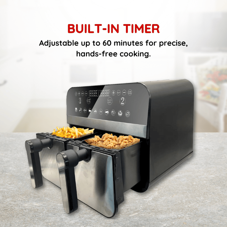 Friteuse à air chaud Airfryer numérique double panier Acier Inoxydable Comfy Nest CN AFD45NS Neuf - vue 2