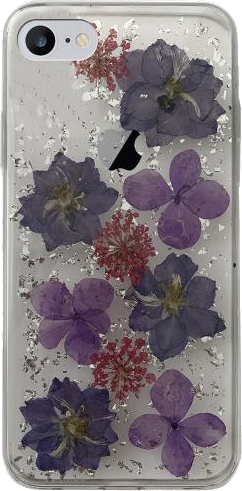 Coque semi-rigide transparente avec fleurs violettes pour iPhone IP SE (2020)/8/