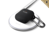 (O) Custodia di ricarica wireless per Apple AirPods in morbido silicone gel, nero satinato