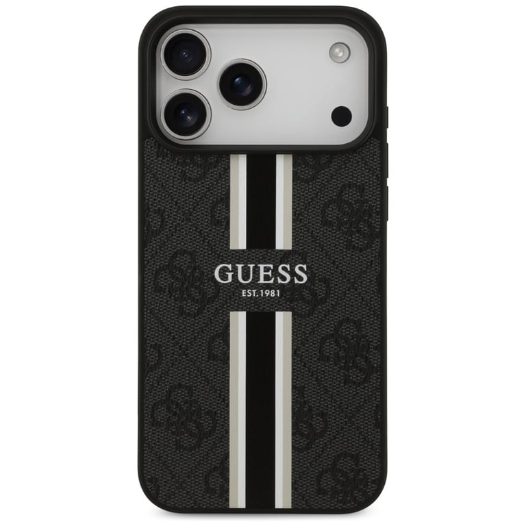 Guess 4G Étui MagSafe à rayures imprimées pour iPhone 17 Pro Max Noir - vue 3