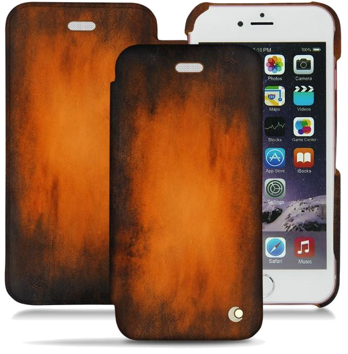 Housse cuir Apple iPhone 6S - Rabat horizontal - Fauve Patine - NOREVE
